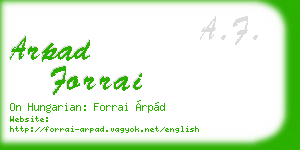 arpad forrai business card